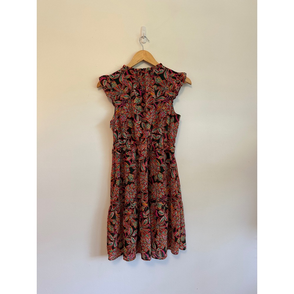 J. Crew Paisley Floral Tiered Ruffle V-Neck Mini Dress | Size 2 - Picture 3 of 7